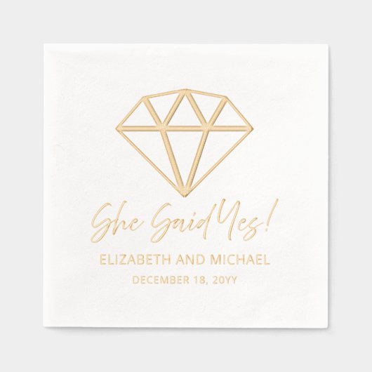 彼女エレガントはYes名を言った | 日付 箔ナプキン (正面)