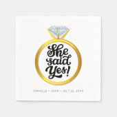 彼女エレガントはYes婚約パーティ スタンダードカクテルナプキン (正面)