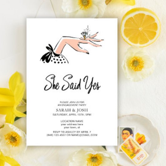 彼女エレガントはYes書道台本の婚約を言った 招待状