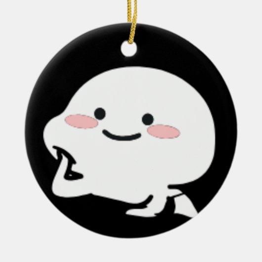 彼女カスタマイズのための可愛いクビーのステッカーのギフト セラミックオーナメント (正面)