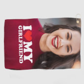 彼女カスタムが好きパーソナライズされたの写真 ゴルフタオル (横)