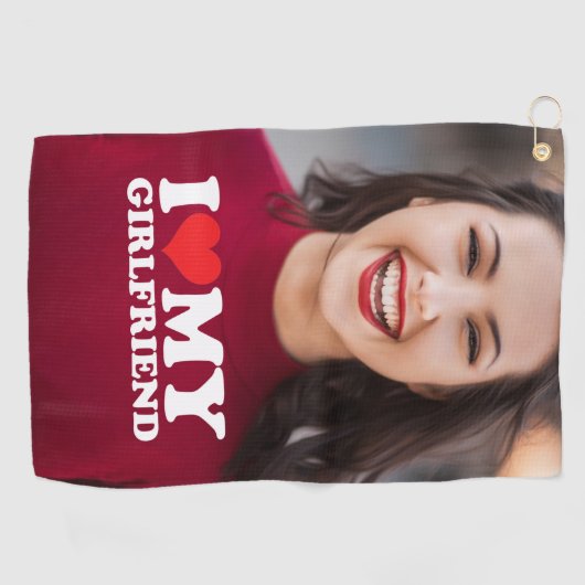 彼女カスタムが好きパーソナライズされたの写真 ゴルフタオル (横)