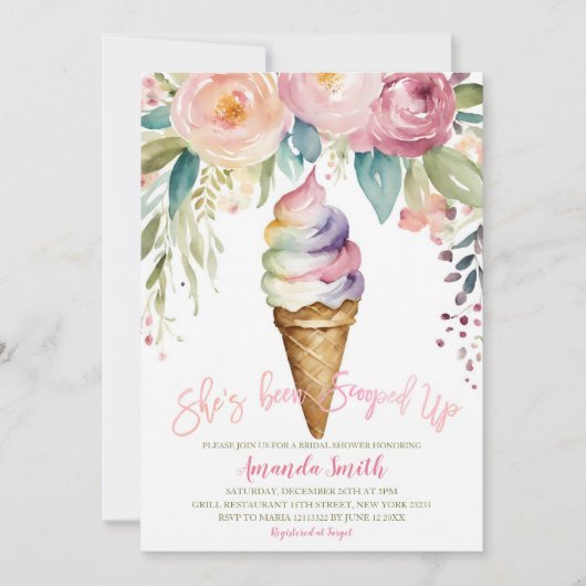 彼女カラフルはスクープされたブライダルシャワーパーティー 招待状 (正面)