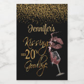 彼女キスをするの20歳のお別れ – 30歳の誕生日 ワインラベル (シングルラベル)