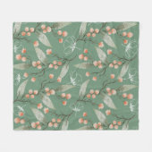 彼女クールのセージ緑のトレンディー背景フローラ フリースブランケット (正面(横))