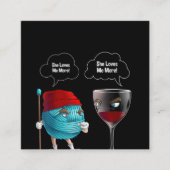 彼女クールは私のかぎ針とワインの針が好きおもしろいだ スクエア名刺 (正面)