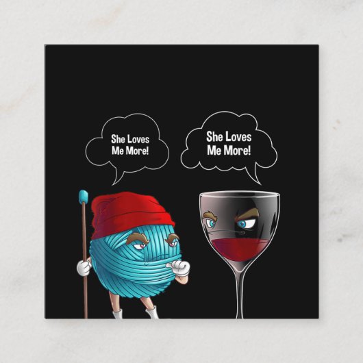 彼女クールは私のかぎ針とワインの針が好きおもしろいだ スクエア名刺 (正面)