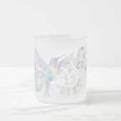 彼女シンプルのモダンためのハミングバードフローラ花 フロストグラスマグカップ (中央)