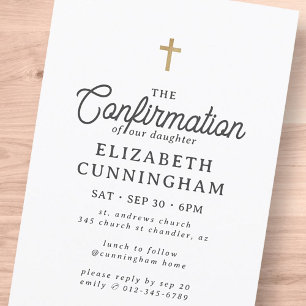 彼女シンプルのモダンエレガントクロス確認 招待状