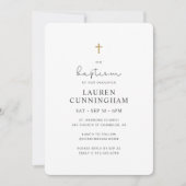 彼女シンプルのモダンエレガント洗礼で 招待状 (正面)