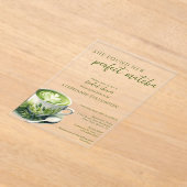 彼女シンプルは完璧な抹茶ブライダルシャワーを見つけた アクリル招待状 (レイダウン)