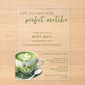 彼女シンプルは完璧な抹茶ブライダルシャワーを見つけた アクリル招待状 (正面)