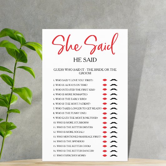 彼女シンプルは彼はブライダルシャワーパーティーゲームと言った