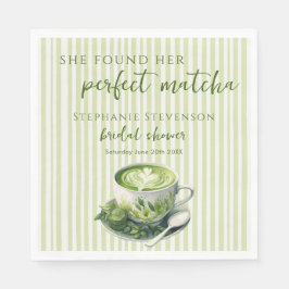 彼女ストライプは完璧な抹茶ブライダルシャワーを見つけた スタンダードランチョンナプキン