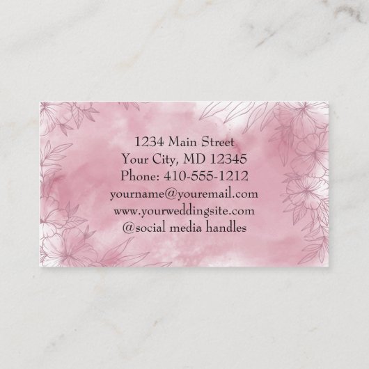 彼女パーソナライズされたにピンクのフェミニンフローラ 名刺 (裏面)