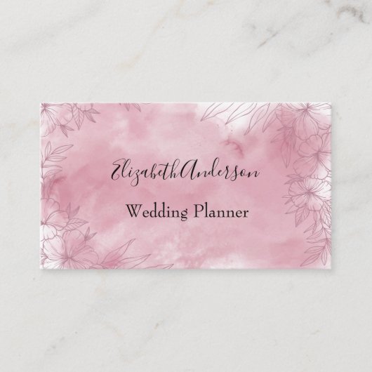 彼女パーソナライズされたにピンクのフェミニンフローラ 名刺 (正面)