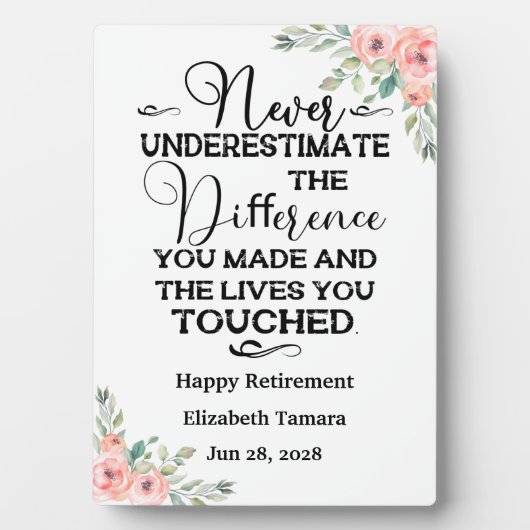 彼女パーソナライズされたのためのハッピーリタイア引用文 フォトプラーク (正面)