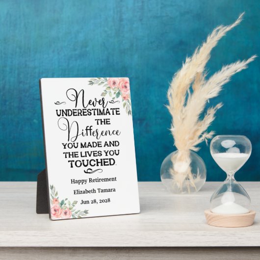 彼女パーソナライズされたのためのハッピーリタイア引用文 フォトプラーク (側面)