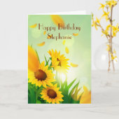 彼女パーソナライズされたのひまわりのハッピーバースデー カード (黄色い花)