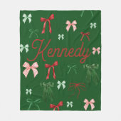 彼女パーソナライズされたの弓のためのクリスマス毛布の贈り物 フリースブランケット (正面)