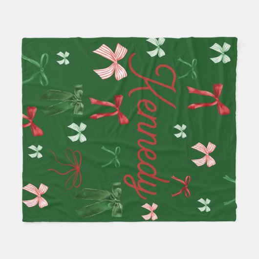 彼女パーソナライズされたの弓のためのクリスマス毛布の贈り物 フリースブランケット (正面(横))