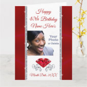 彼女パーソナライズされたのBIG 8.5x11のための40th誕生日カード カード (黄色い花)