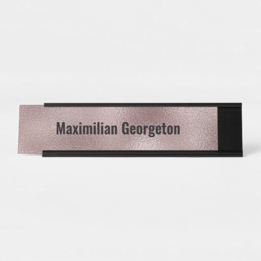 彼女フェイクのためのピンクメタリック デスクネームプレート (正面)