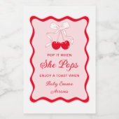 彼女ポップ・アートのがさくらんぼベビーポップ・アートのシャワーシャンパンゲ ワインラベル (シングルラベル)