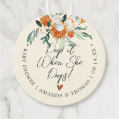 彼女ポップ・アートのがオレンジ色の花の赤ちゃんシャワーをポップするとき フェイバータグ (正面)