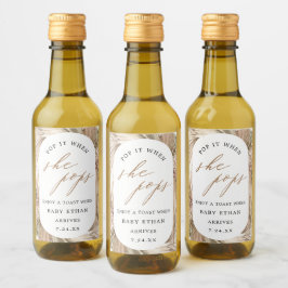 彼女ポップ・アートのがパンパスグラスの赤ちゃんシャワーをポップするとき ワインラベル