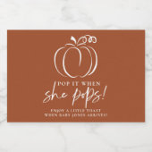 彼女ポップ・アートのがパンプキポップ・アートのンTerracotta赤ちゃんシャワー スパークリングワインラベル (シングルラベル)