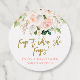 彼女ポップ・アートのがピンクと金ゴールドフローラをポップするとき フェイバータグ