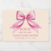 彼女ポップ・アートのがピンクのリボンの赤ちゃんシャワーをポップする時に スパークリングワインラベル (シングルラベル)