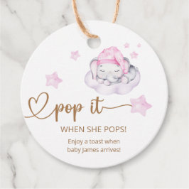 彼女ポップ・アートのがピンク象の赤ちゃんシャワーをポップするとき フェイバータグ