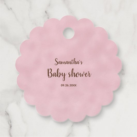 彼女ポップ・アートのがピンク象の赤ちゃんシャワーをポップするとき フェイバータグ (裏面)