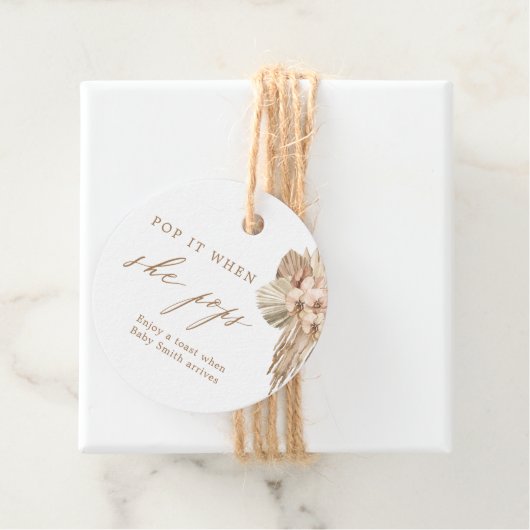 彼女ポップ・アートのがボヘミアン赤ちゃんシャワーの好意をポップするとき フェイバータグ (インサイチュ)