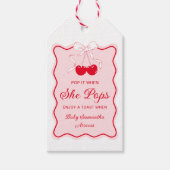 彼女ポップ・アートのがポップさくらんぼを上の赤ちゃんシャワー時 ギフトタグ (正面)
