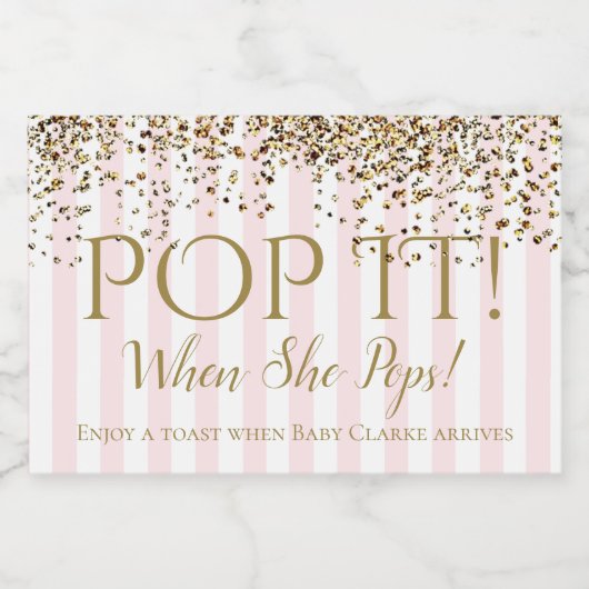 彼女ポップ・アートのがポップする!ベビースパークルシャワーパーティー スパークリングワインラベル (シングルラベル)