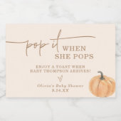 彼女ポップ・アートのがポップの赤ちゃんシャワーの好意をカボチャ スパークリングワインラベル (シングルラベル)