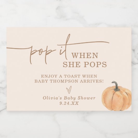 彼女ポップ・アートのがポップの赤ちゃんシャワーの好意をカボチャ スパークリングワインラベル (シングルラベル)