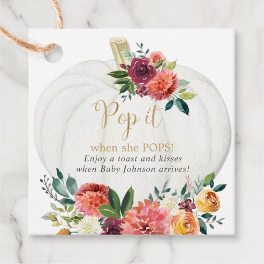 彼女ポップ・アートのがポップを燃やすカボチャの秋シャワー時に フェイバータグ (正面)