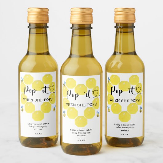 彼女ポップ・アートのがポップハニービー赤ちゃんシャワー時 ワインラベル (ボトル)