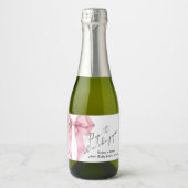 彼女ポップ・アートのがポップピンクの弓ベビーシャワーを浴びる時 スパークリングワインラベル (正面)