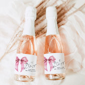 彼女ポップ・アートのがポップピンクの弓ベビーシャワーを浴びる時 スパークリングワインラベル