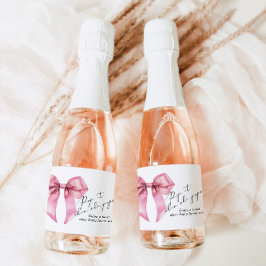 彼女ポップ・アートのがポップピンクの弓ベビーシャワーを浴びる時 スパークリングワインラベル