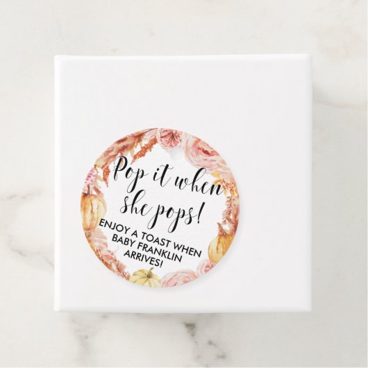 彼女ポップ・アートのがポップ秋ベビーシャワーメッセージカード フェイバータグ (インサイチュ)