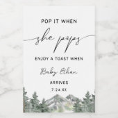 彼女ポップ・アートのが冬の赤ん坊のワイルドなシャワーをポップするとき ワインラベル (シングルラベル)