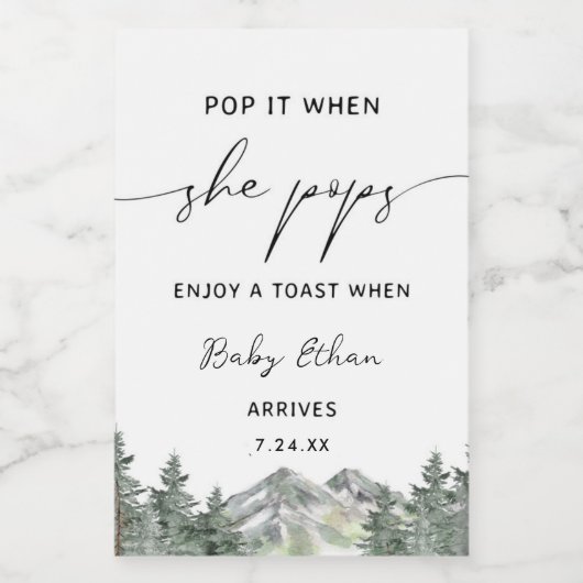 彼女ポップ・アートのが冬の赤ん坊のワイルドなシャワーをポップするとき ワインラベル (シングルラベル)