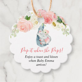 彼女ポップ・アートのが女の子の象の赤ん坊シャワーをポップする時 フェイバータグ