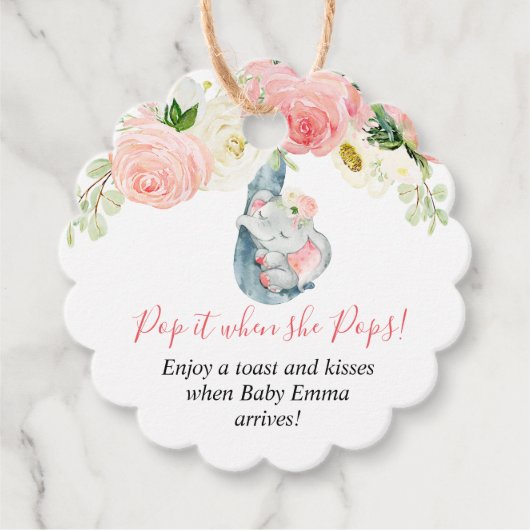 彼女ポップ・アートのが女の子の象の赤ん坊シャワーをポップする時 フェイバータグ (正面)